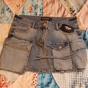 Refuge Light Blue Denim Skirt with Pockets